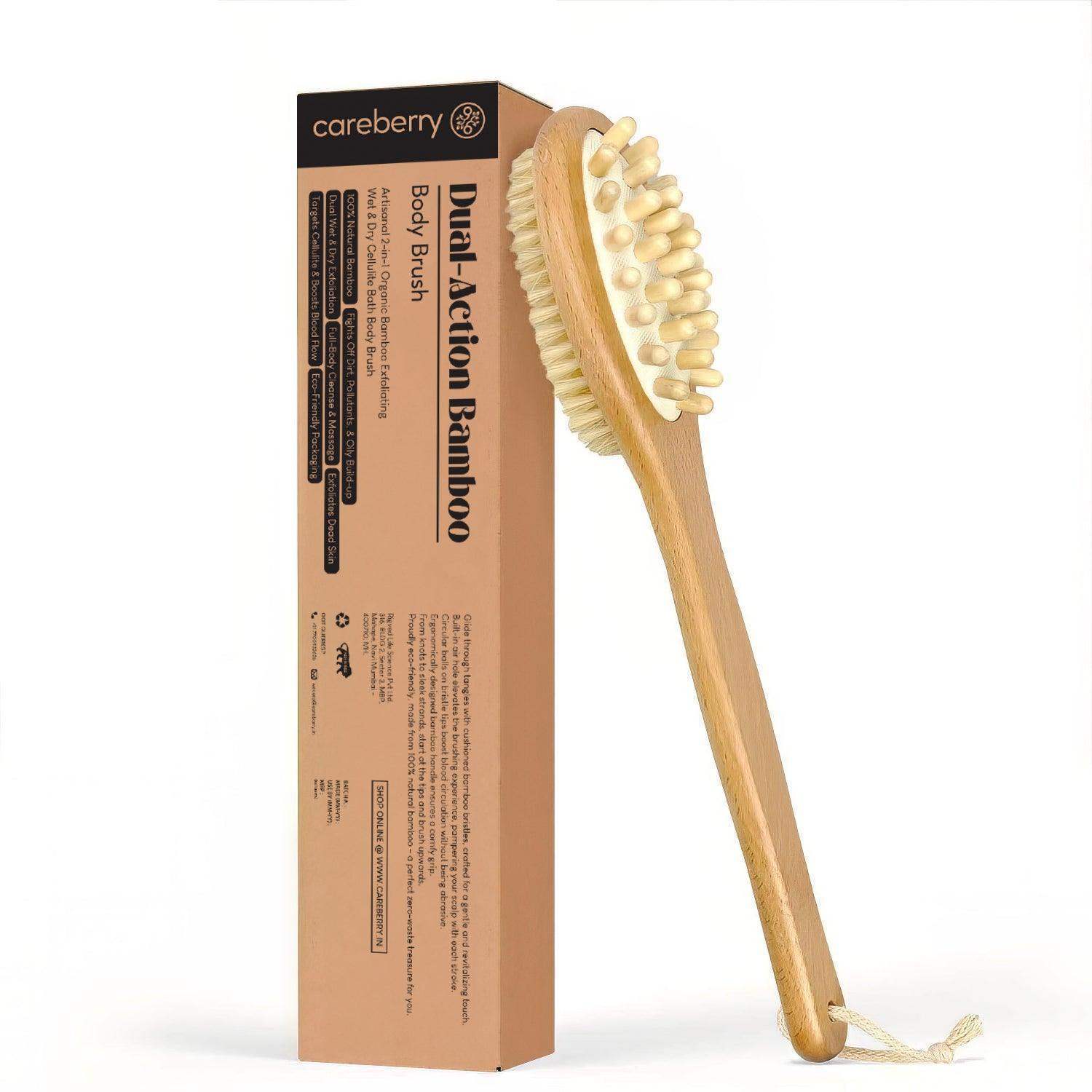 Dual Action Bamboo Wet & Dry Brushing Body Brush - Careberry